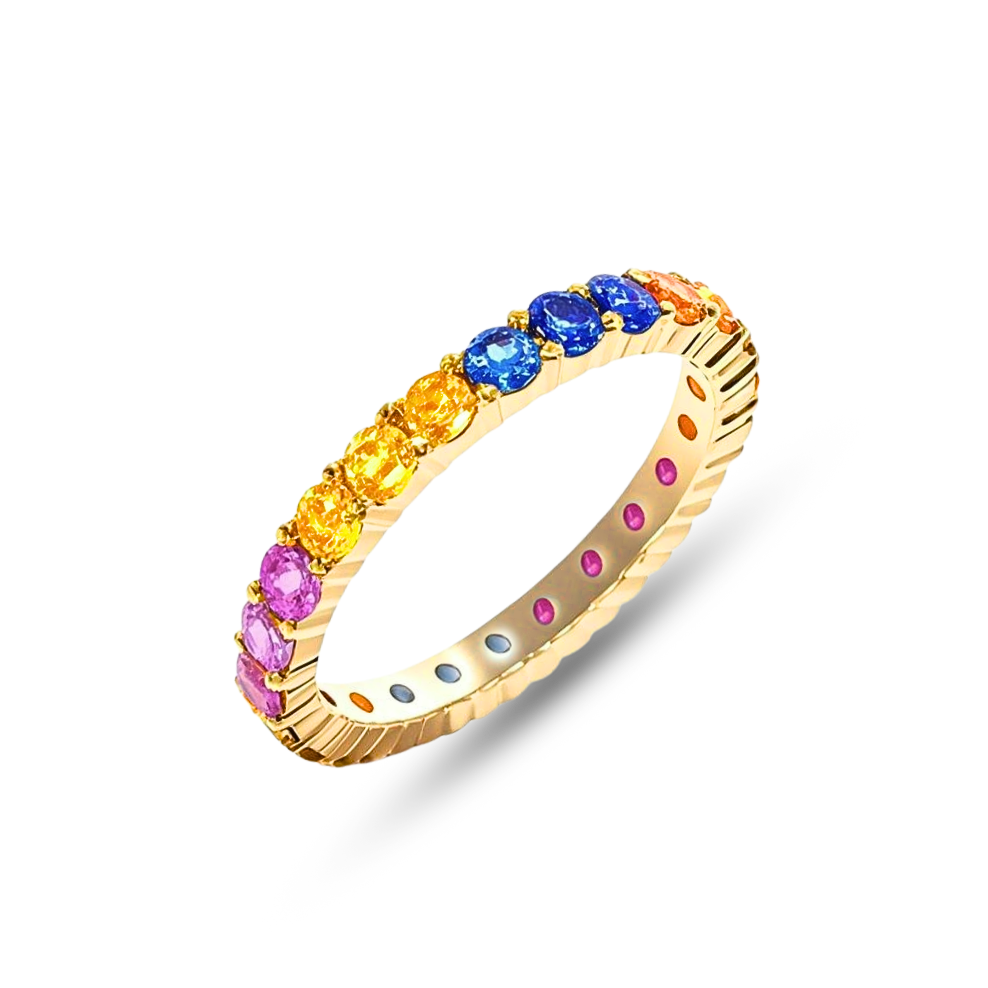 Inel din aur galben cu safire colorate