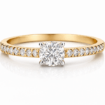 Inel de logodna aur galben cu diamante