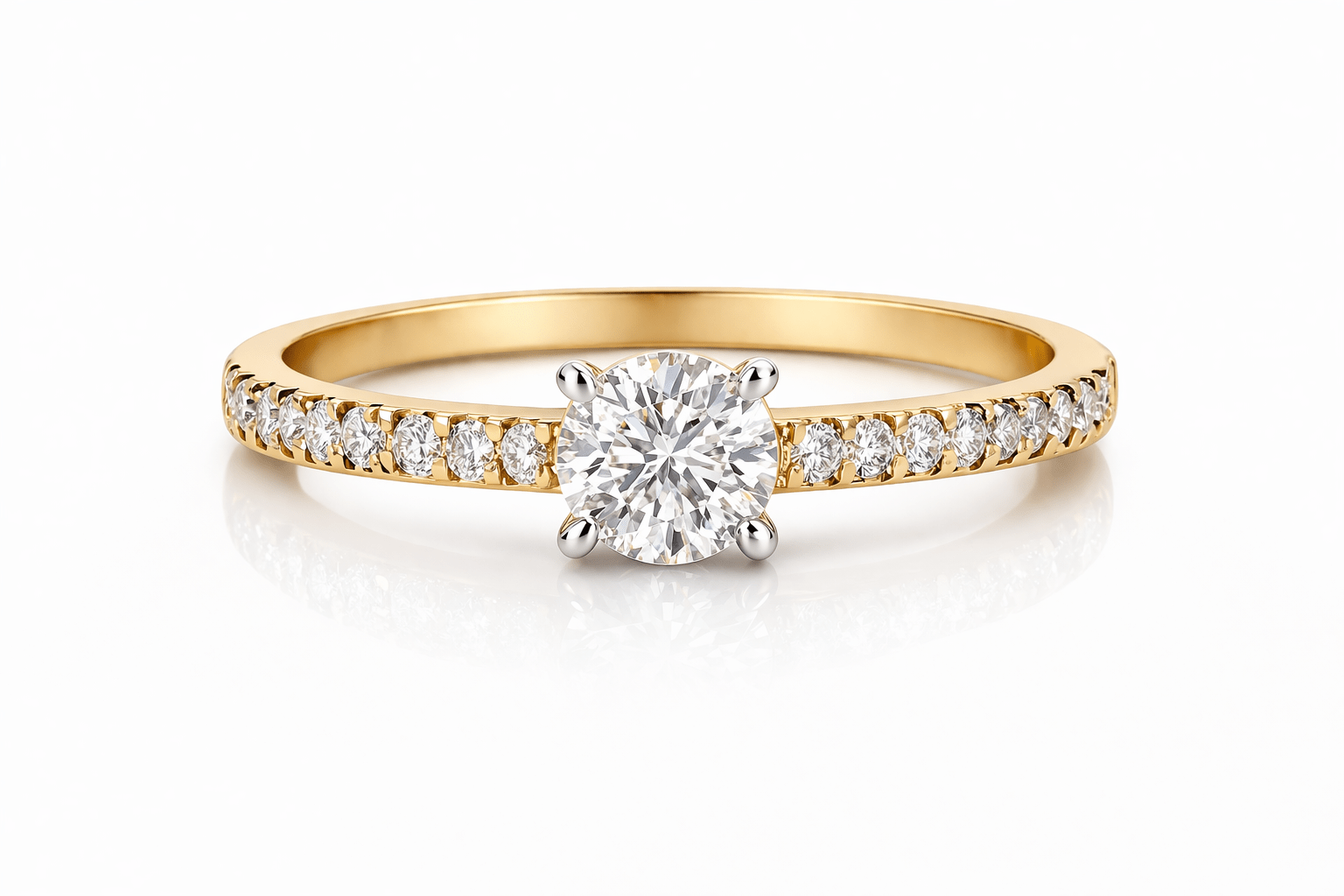 Inel de logodna aur galben cu diamante