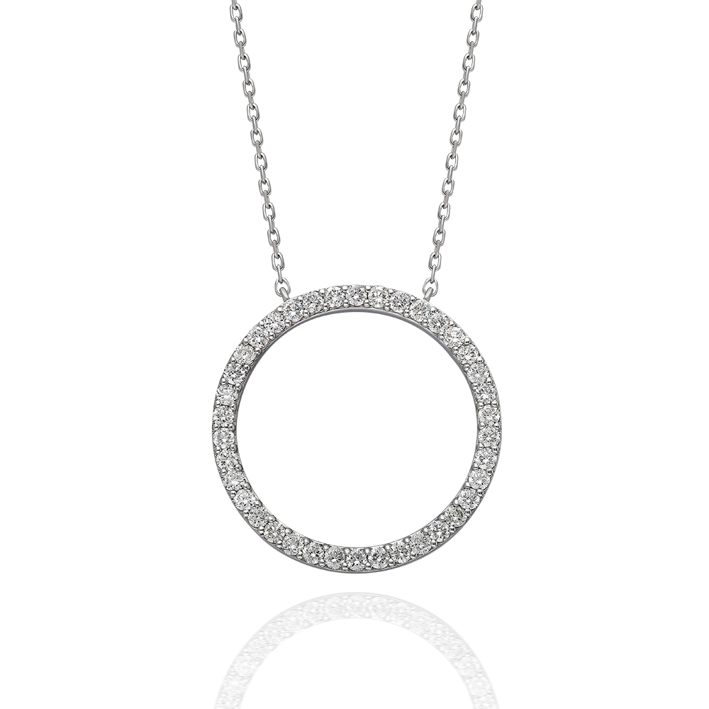 Lant aur alb 14k cu pandantiv cu diamante