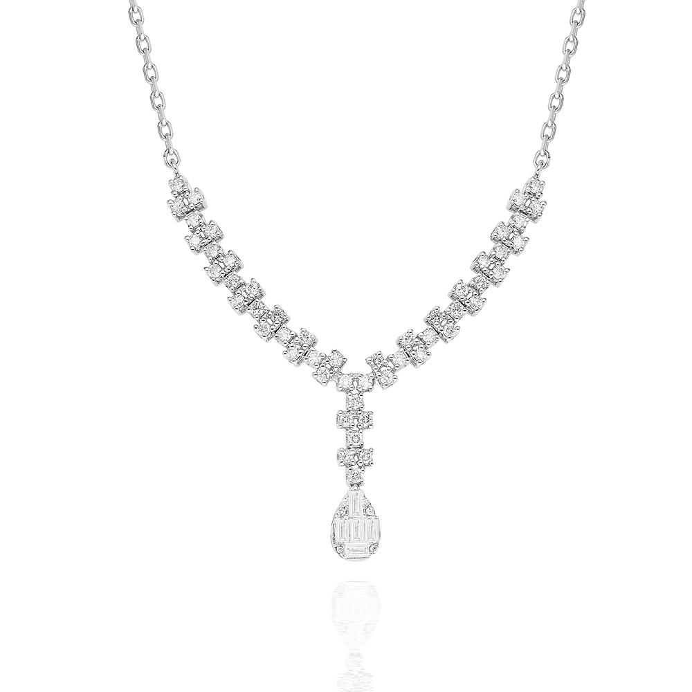 Colier aur alb 18k cu diamante
