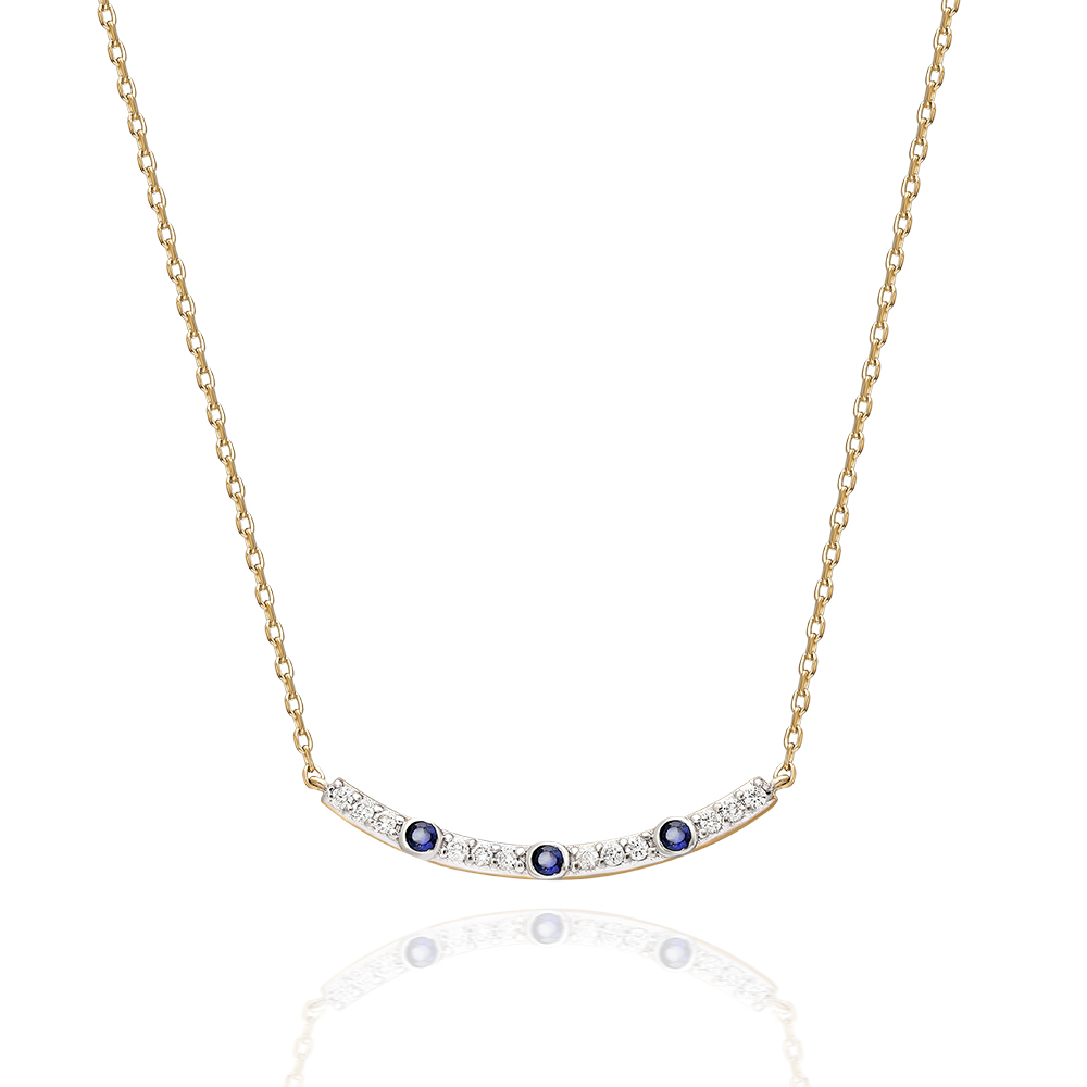 Lant aur galben 14k cu diamante si safire