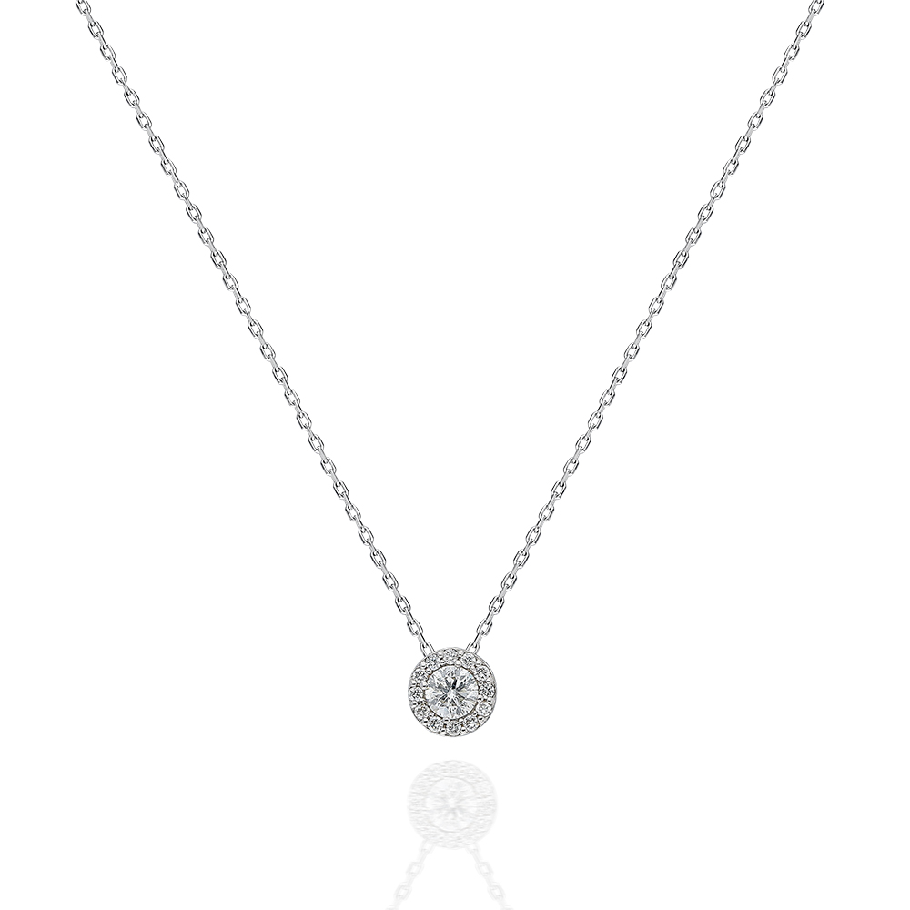 Lant aur alb cu pandantiv 14k cu diamante