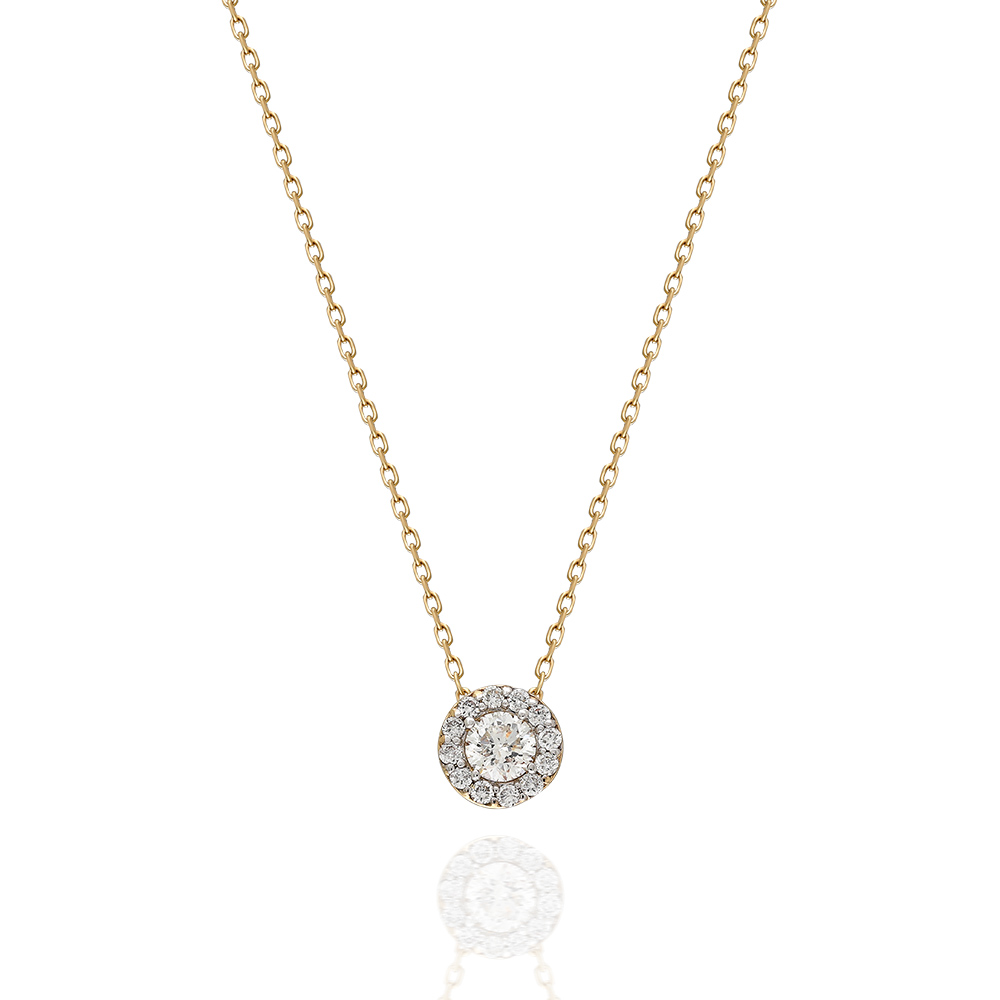 Lant aur galben cu pandantiv 14k cu diamante