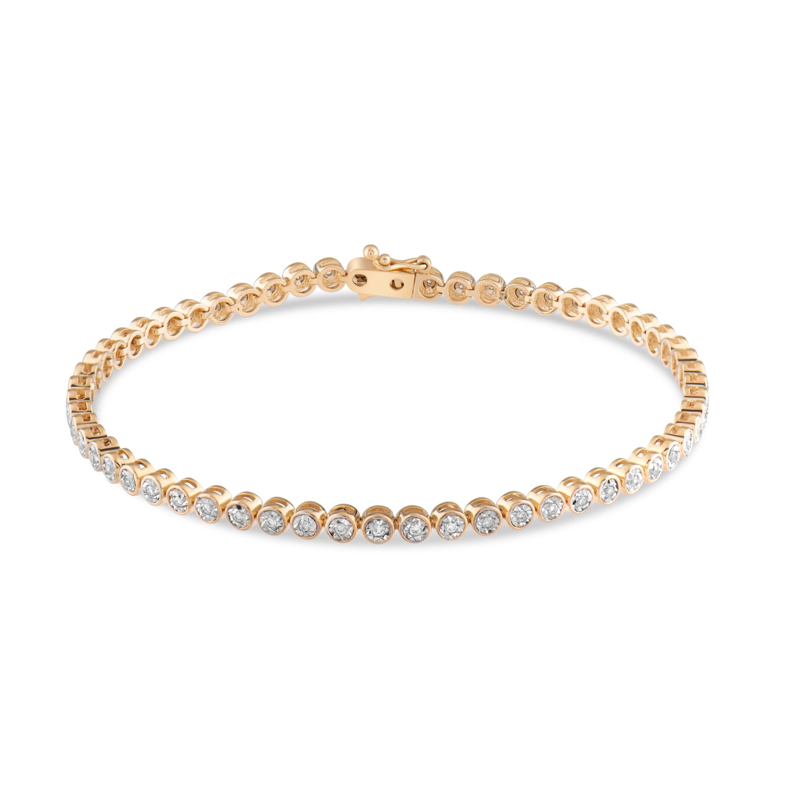 Bratara tip tennis aur galben cu diamante