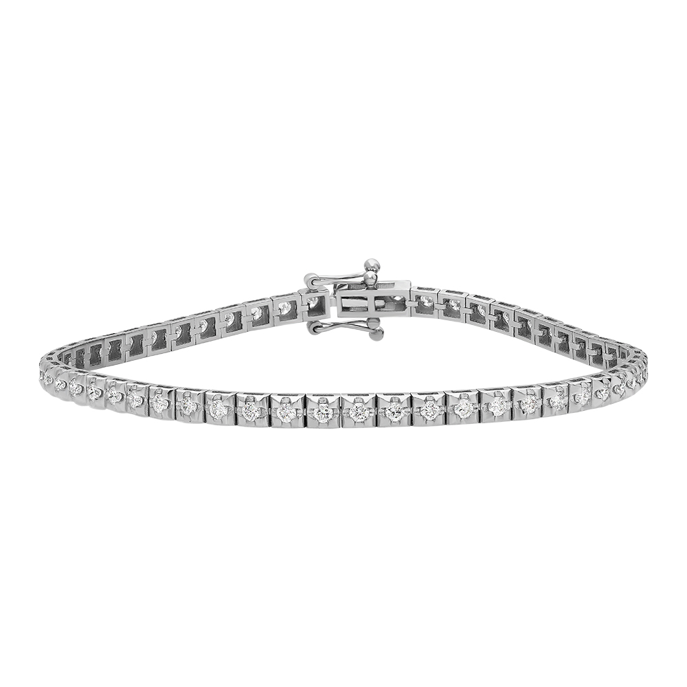 Bratara tip tennis din aur alb cu diamante