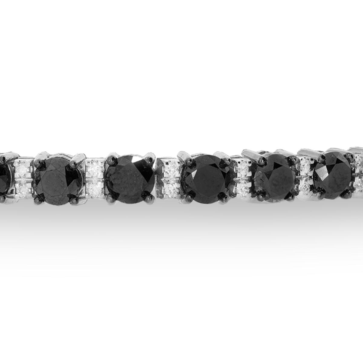 Bratara tennis aur alb 14k cu diamante negre