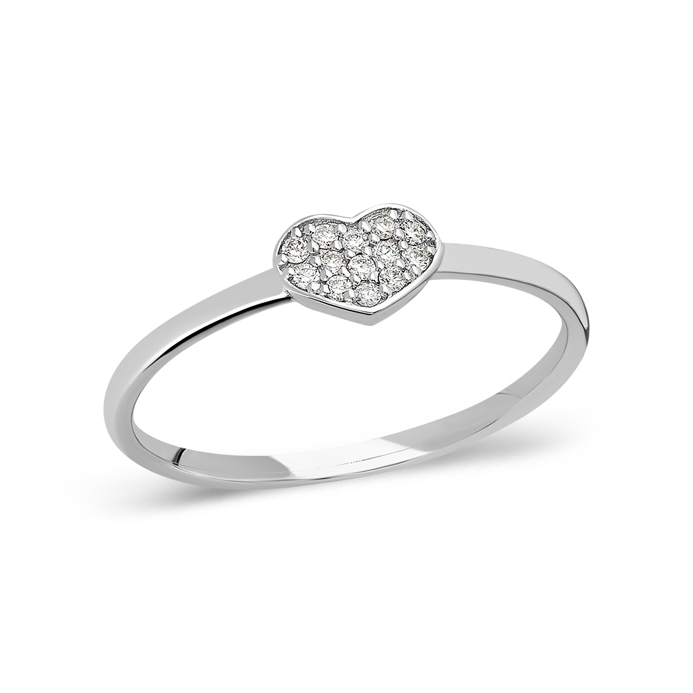 Inel logodna aur alb 14k cu diamante inima