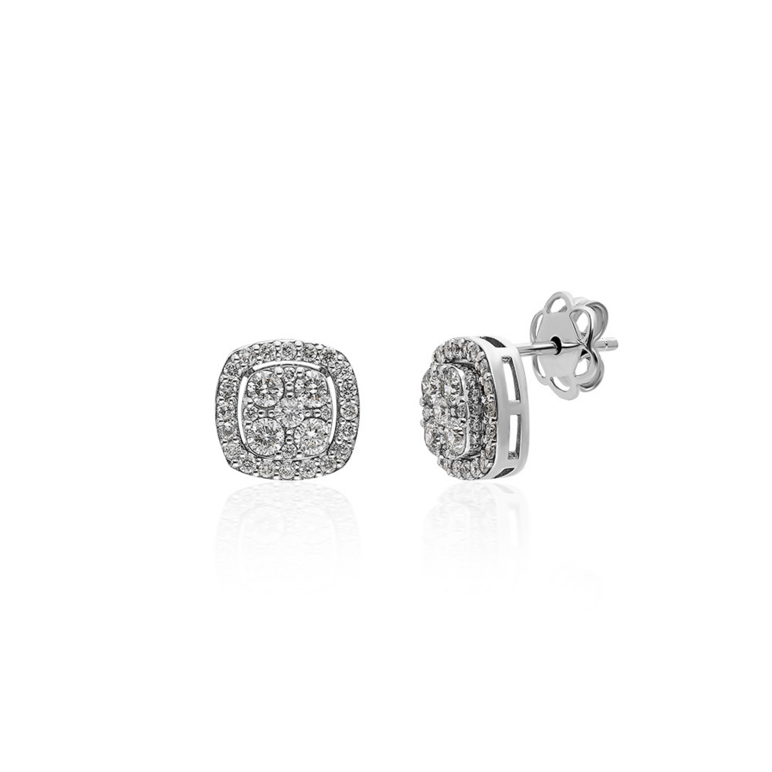 Cercei din aur alb diamant