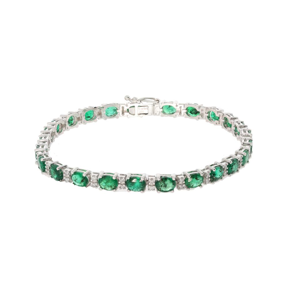 Bratara aur alb cu diamante si smarald