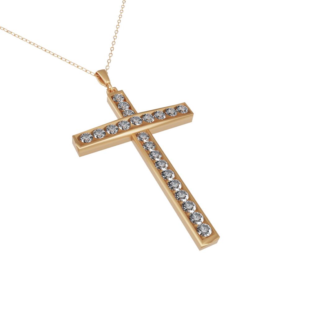Lant din aur galben cu pandantiv cruciulita cu diamante