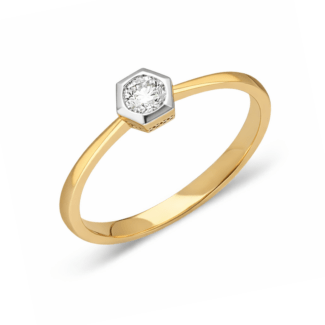 Inel de logodna aur galben cu diamante