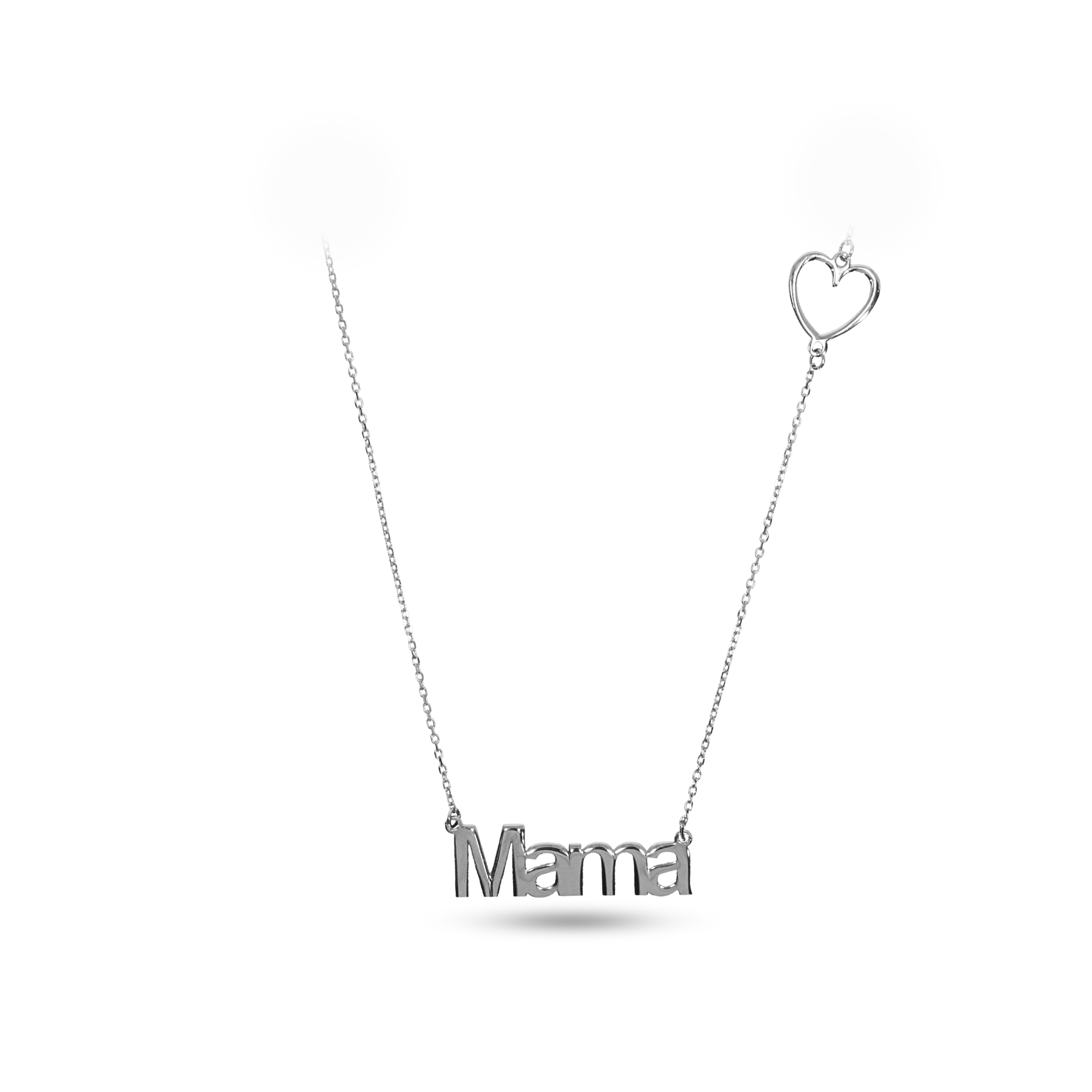 Lant aur alb cu pandantiv MAMA si inimioara
