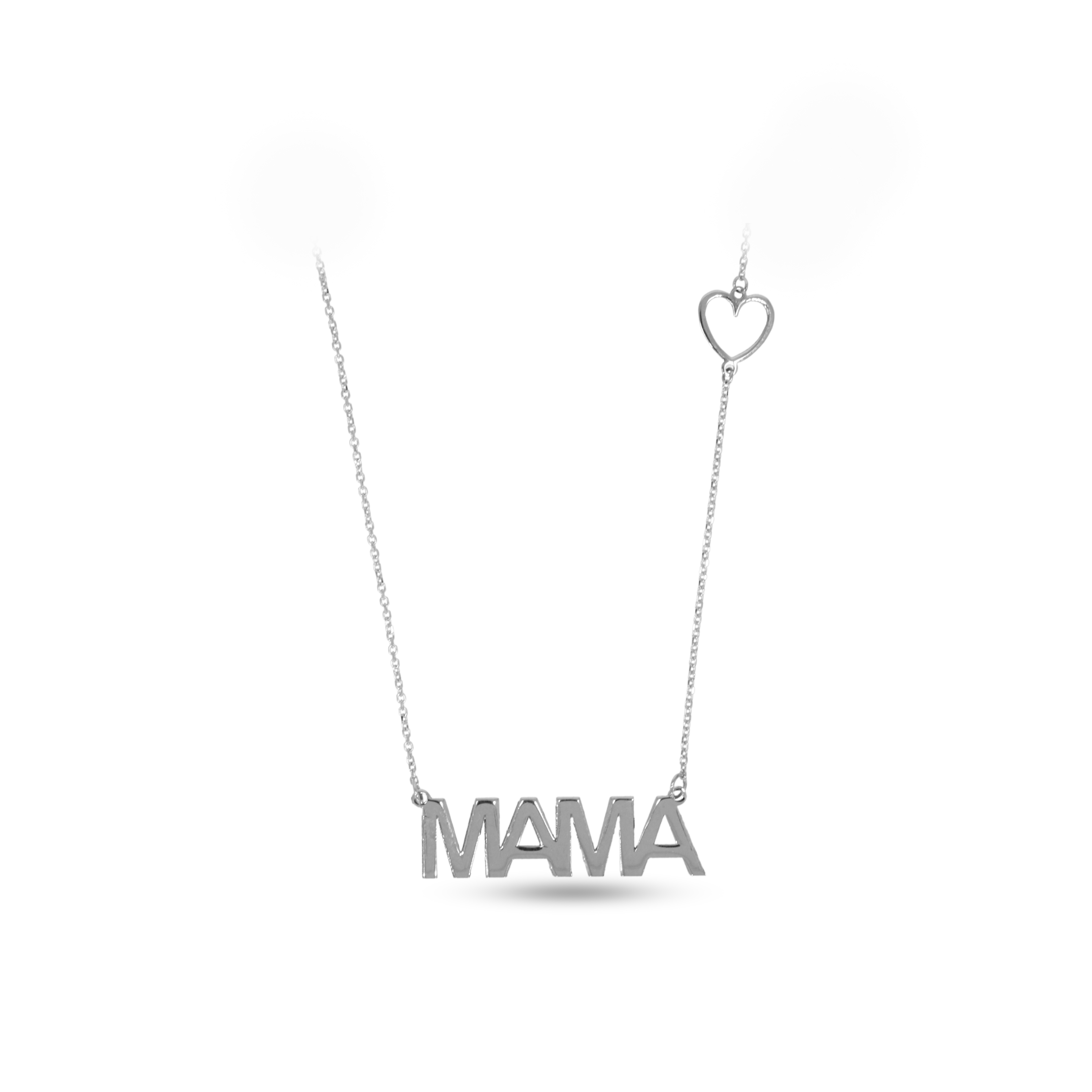 Lant aur alb cu pandantiv MAMA si inimioara