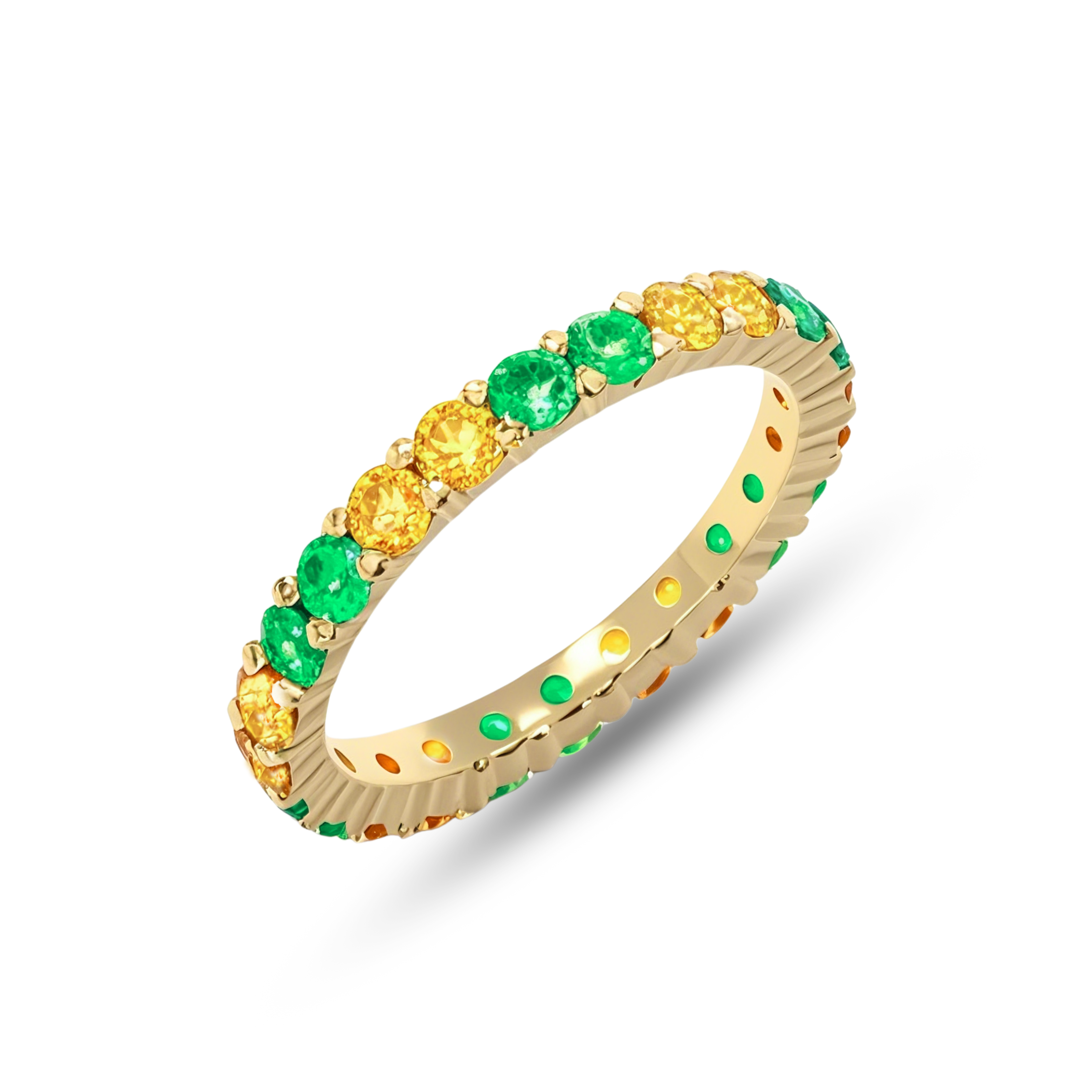 Inel aur galben cu safire si smaralde