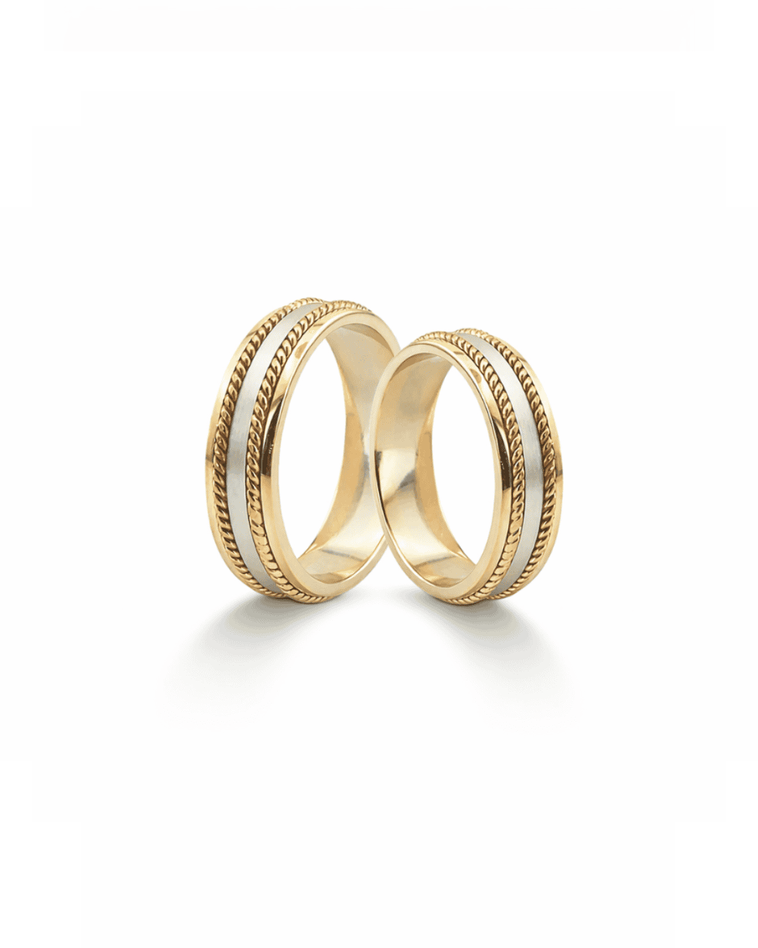 Verighete manuale din aur bicolor