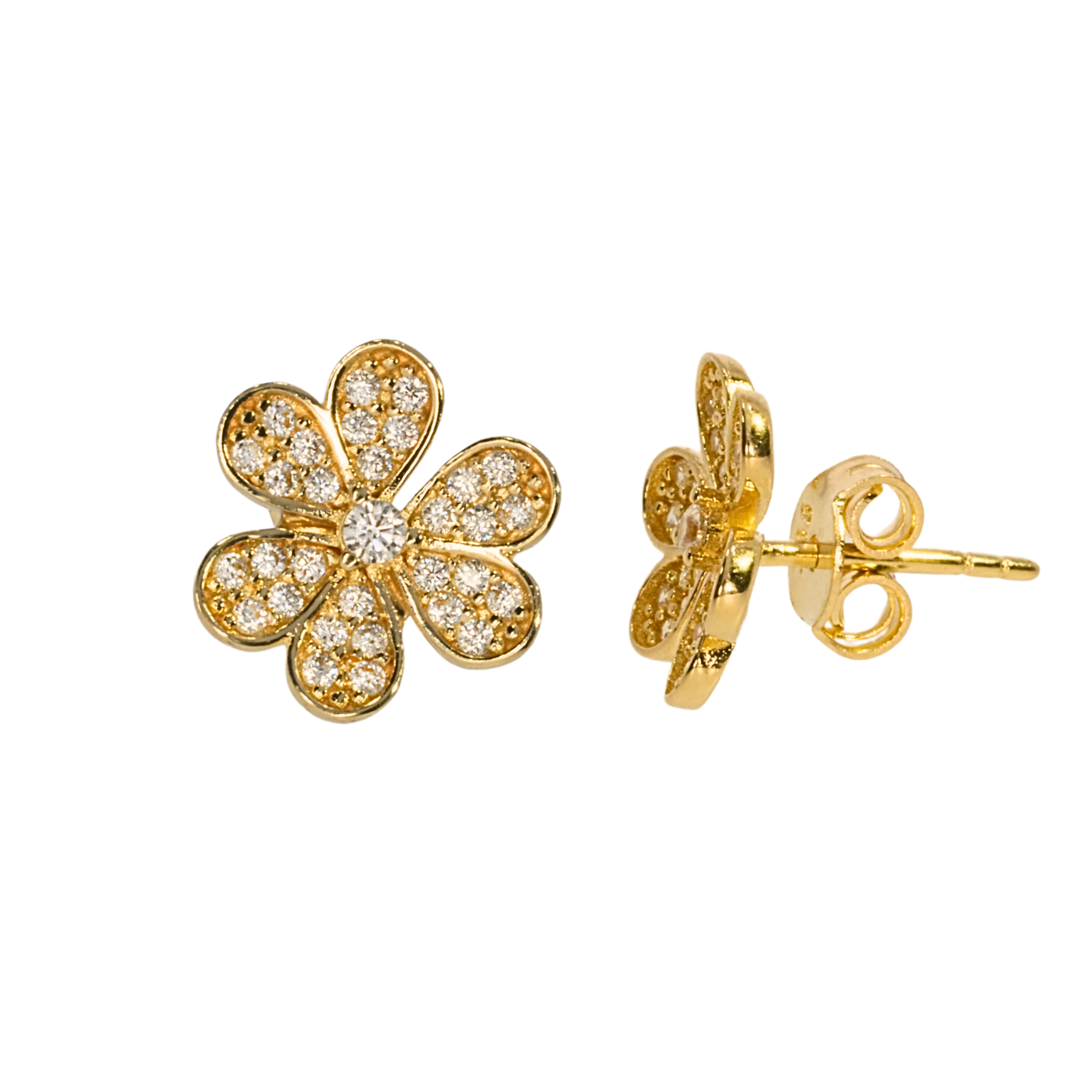 Cercei aur galben 14k floare