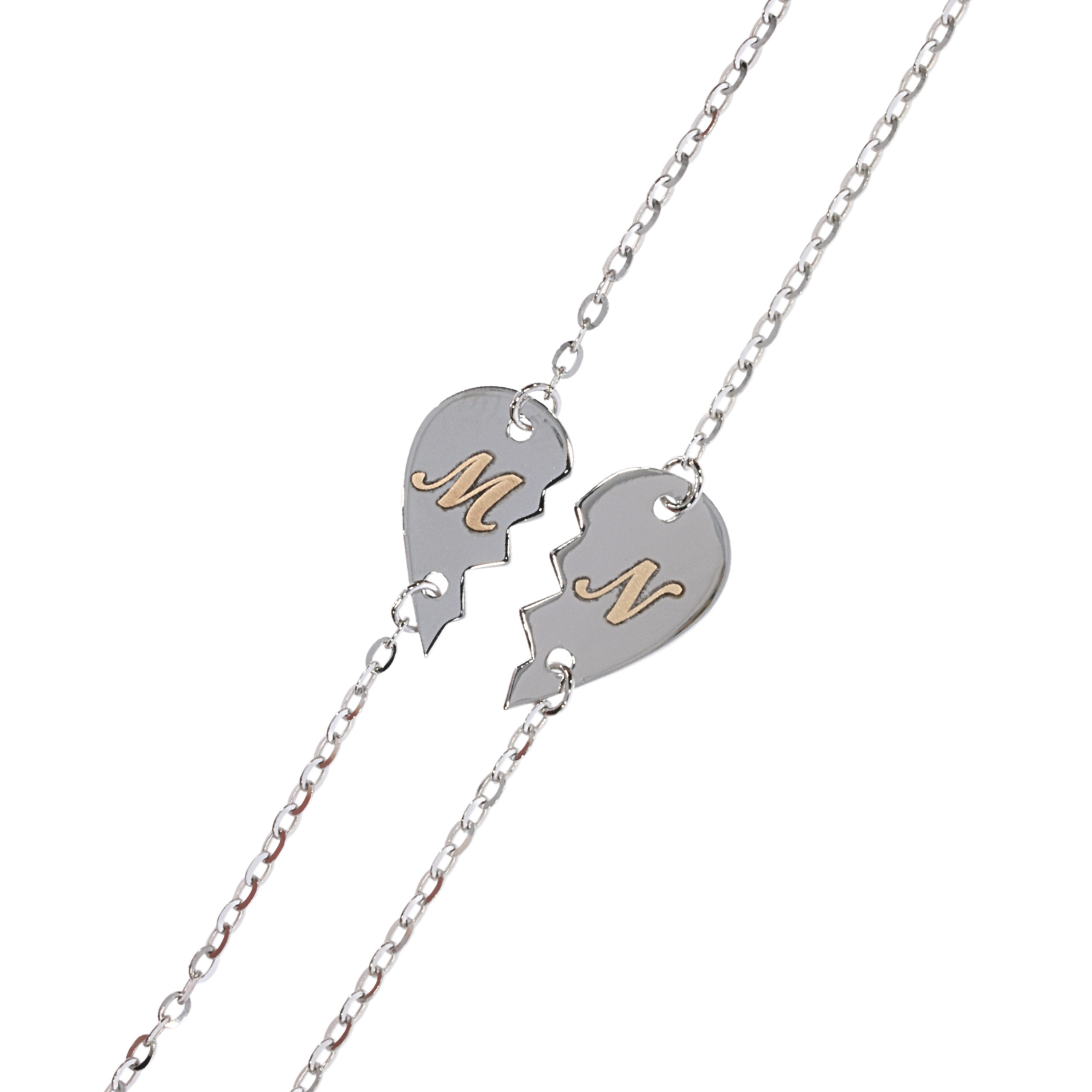 Lanturi cu jumatati de inima cu initiale