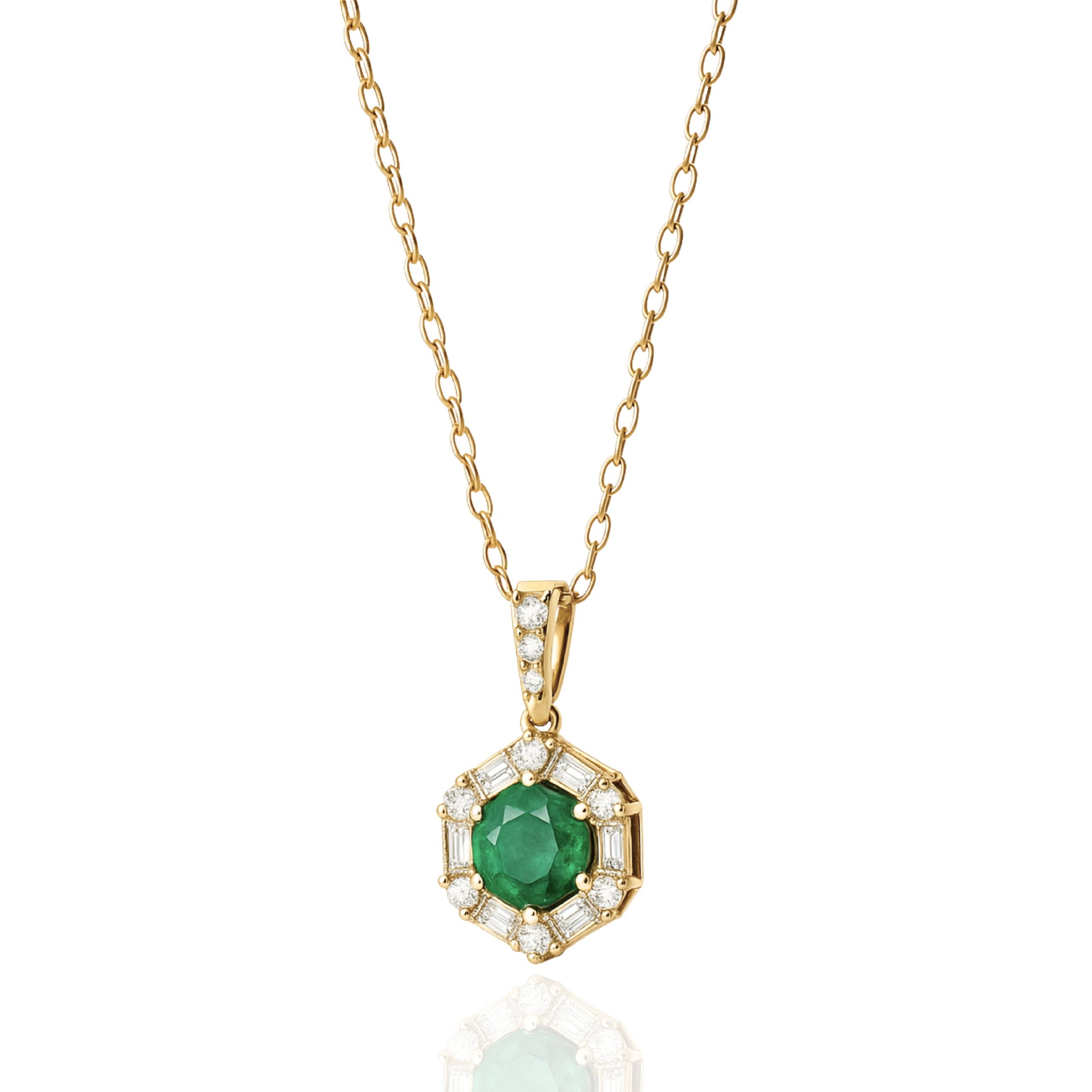 Lant aur galben cu diamante si smarald