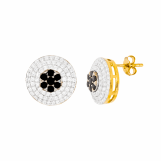 Cercei din aur 14k cu diamant alb si negru