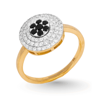 Inel aur galben 14k cu diamante negre 201382