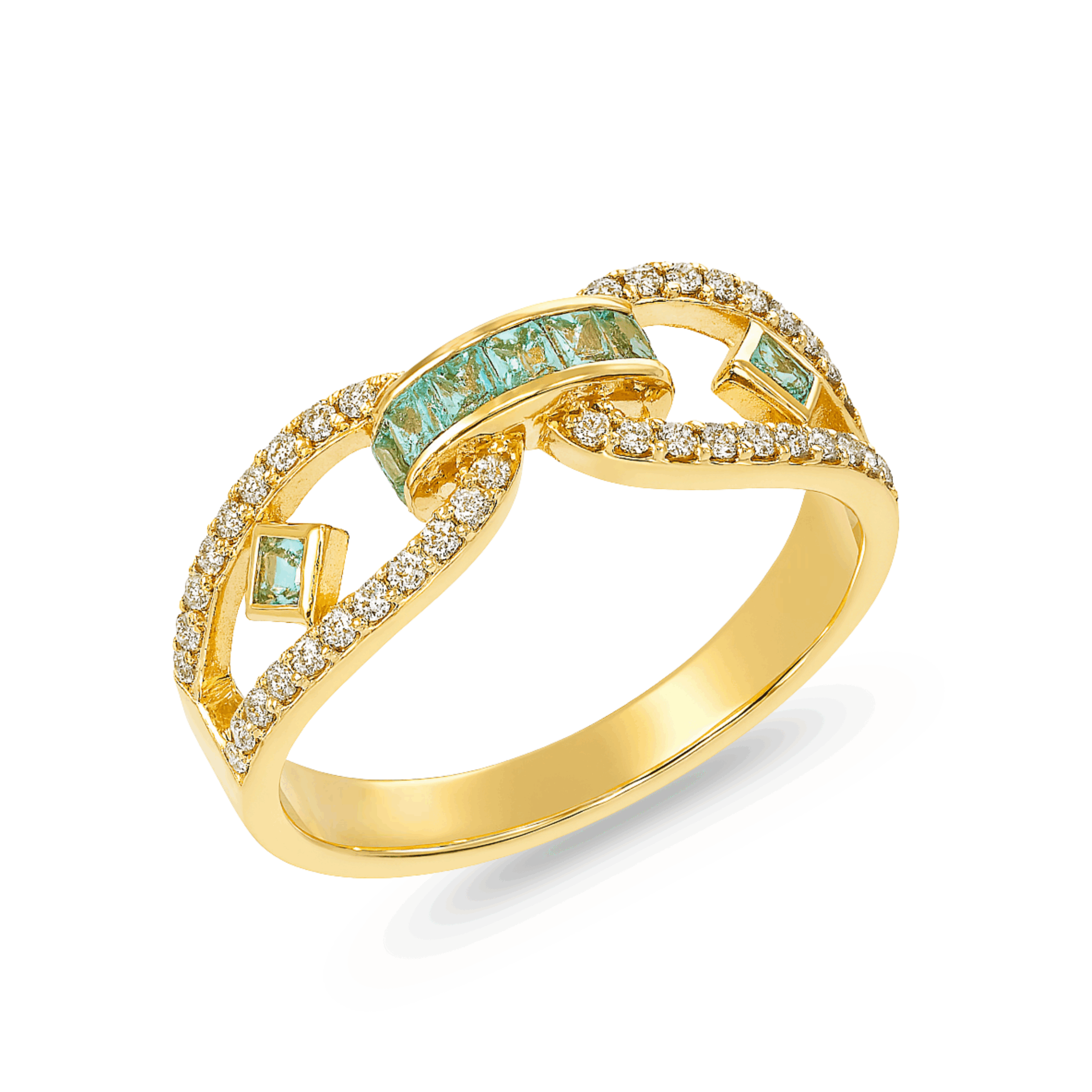 Inel aur galben 14k cu diamante si swiss topaz