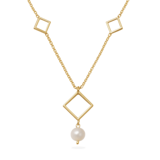 Lanț aur galben perle și romburi