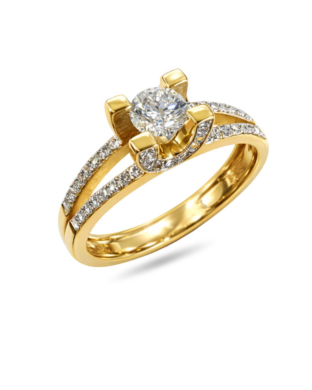 Inel de logodna aur galben 18k cu diamante