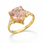 Inel aur galben 14k cu diamante si morganit