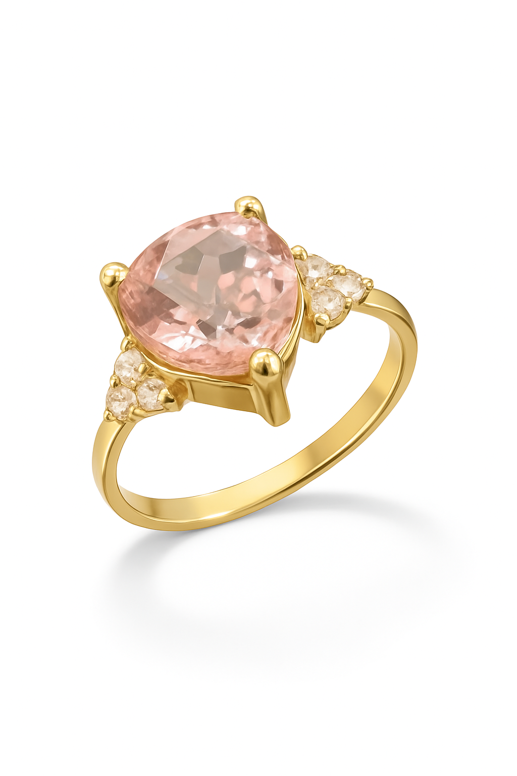 Inel aur galben 14k cu diamante si morganit