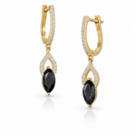 Cercei aur galben cu diamante si safir