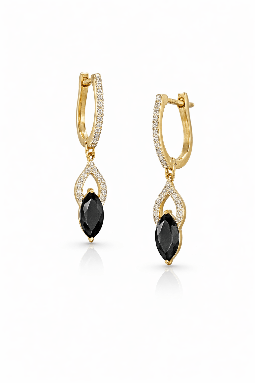 Cercei aur galben cu diamante si safir