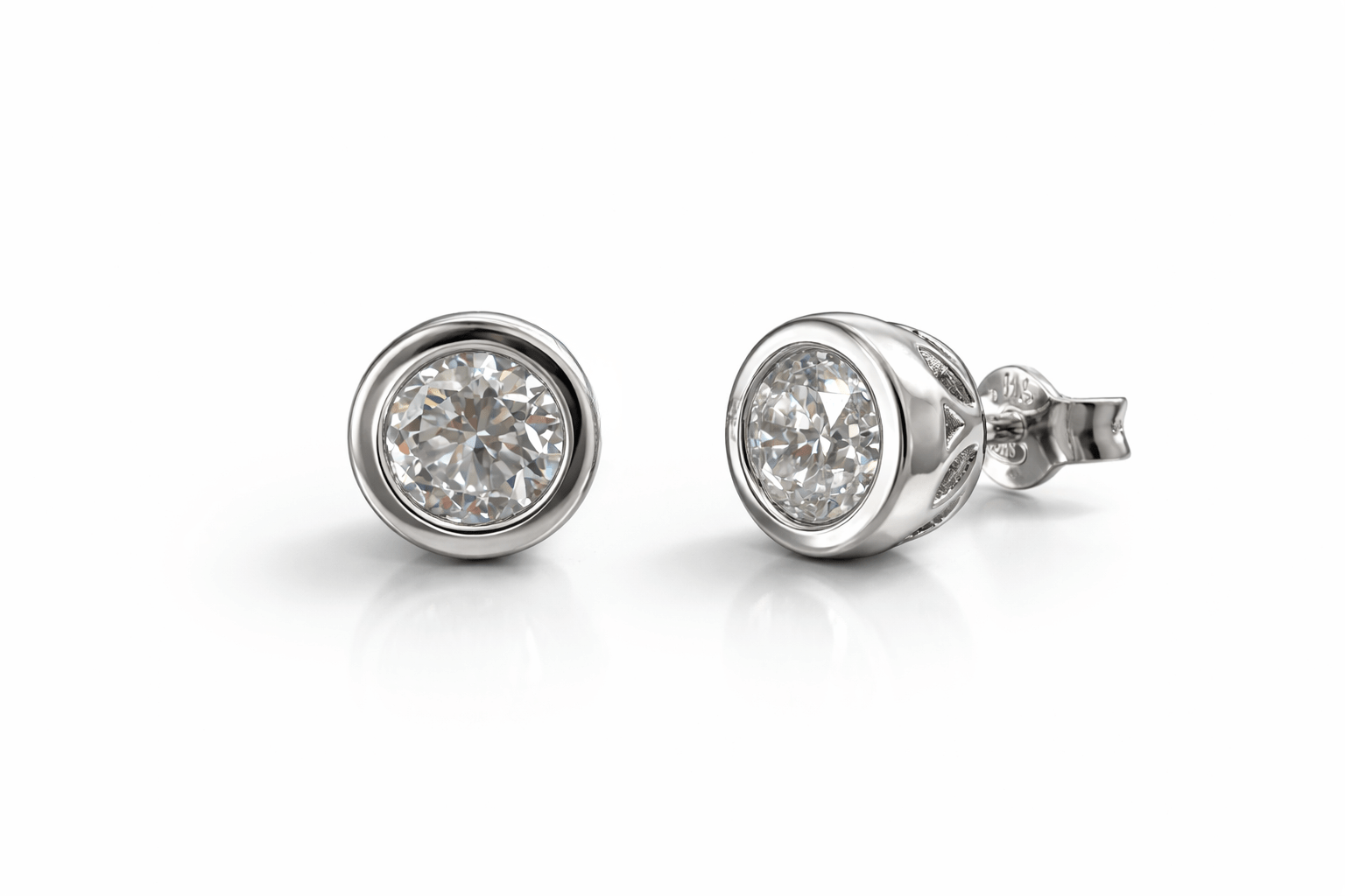 Cercei aur alb cu diamante