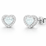 Cercei din aur cu diamante si aquamarin