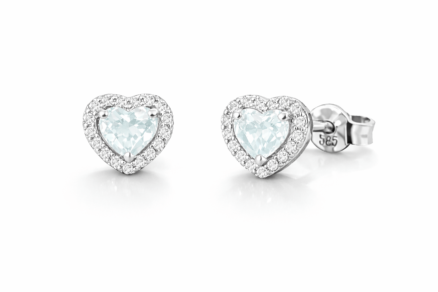 Cercei din aur cu diamante si aquamarin