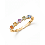 Inel aur galben cu diamante si safire colorate