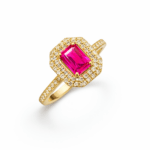 Inel din aur cu diamante si pink safir