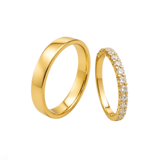 Verighete din aur galben 14k, 18k cu zircon alb