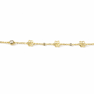 Bratara aur galben 14k cu floricele si zircon