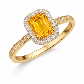 Inel aur galben cu diamant si citrin 202091