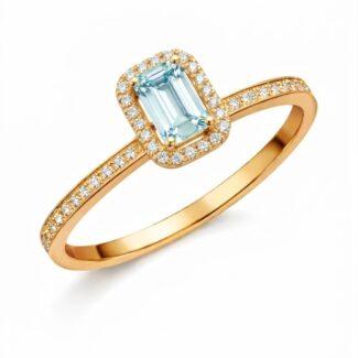 Inel de aur cu diamante si acvamarin 202094