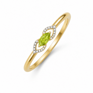 Inel din aur 14k cu diamant și peridot 282664
