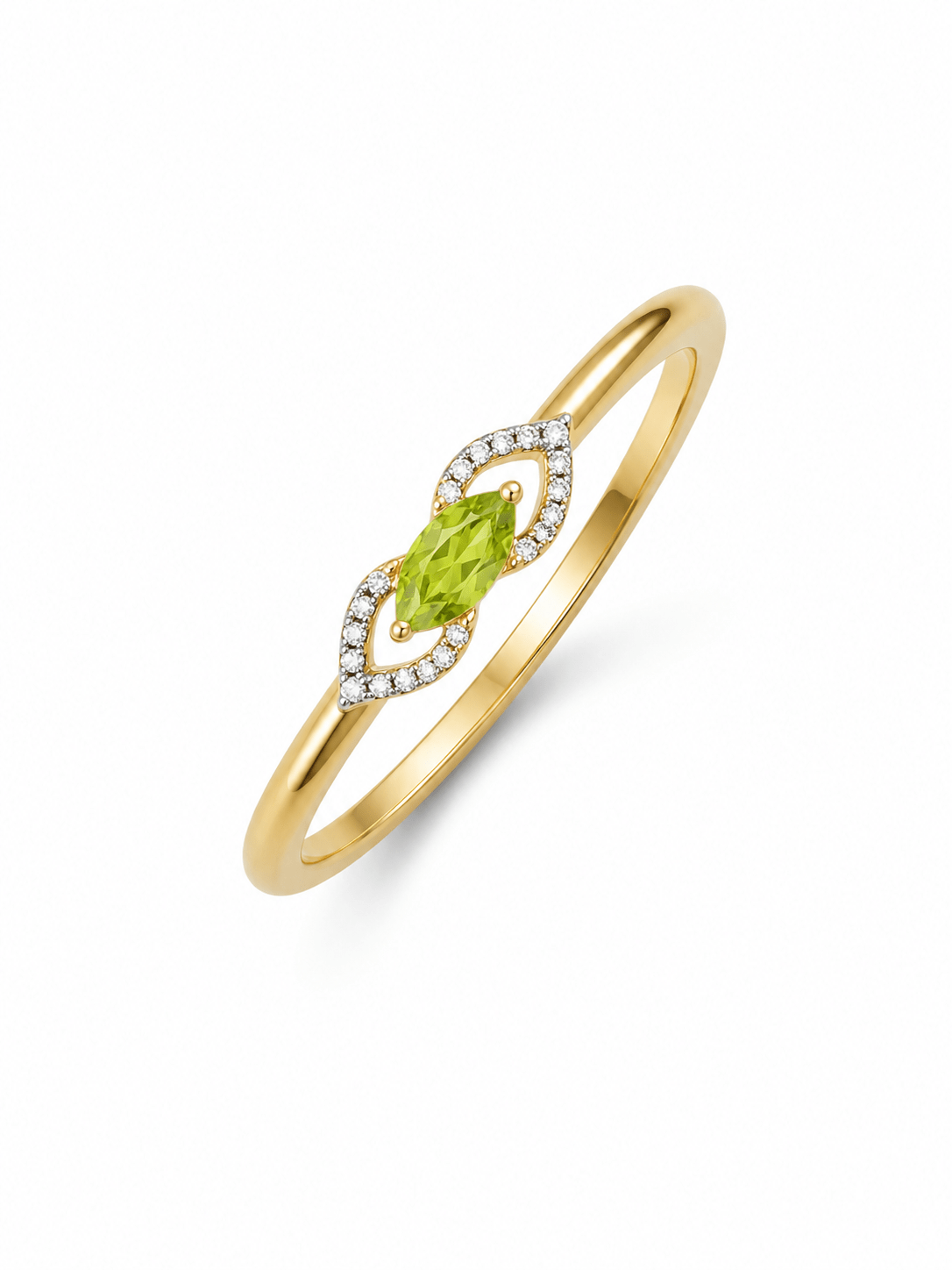 Inel din aur 14k cu diamant și peridot 282664 Inel din aur 14k cu diamant și peridot 282664